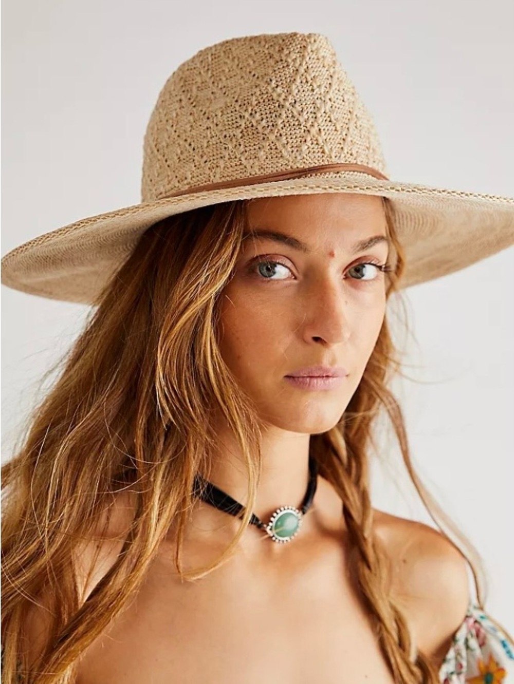 Free People “Santa Barbara” packable Knit Sun Hat - Natural Beige - Perfect ☀️
